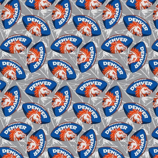 Mile High Matchup Denver Rocky Kickoff Football Toss Blue Orange Paintbrush Studio Cotton Fabric PBS-120-26818