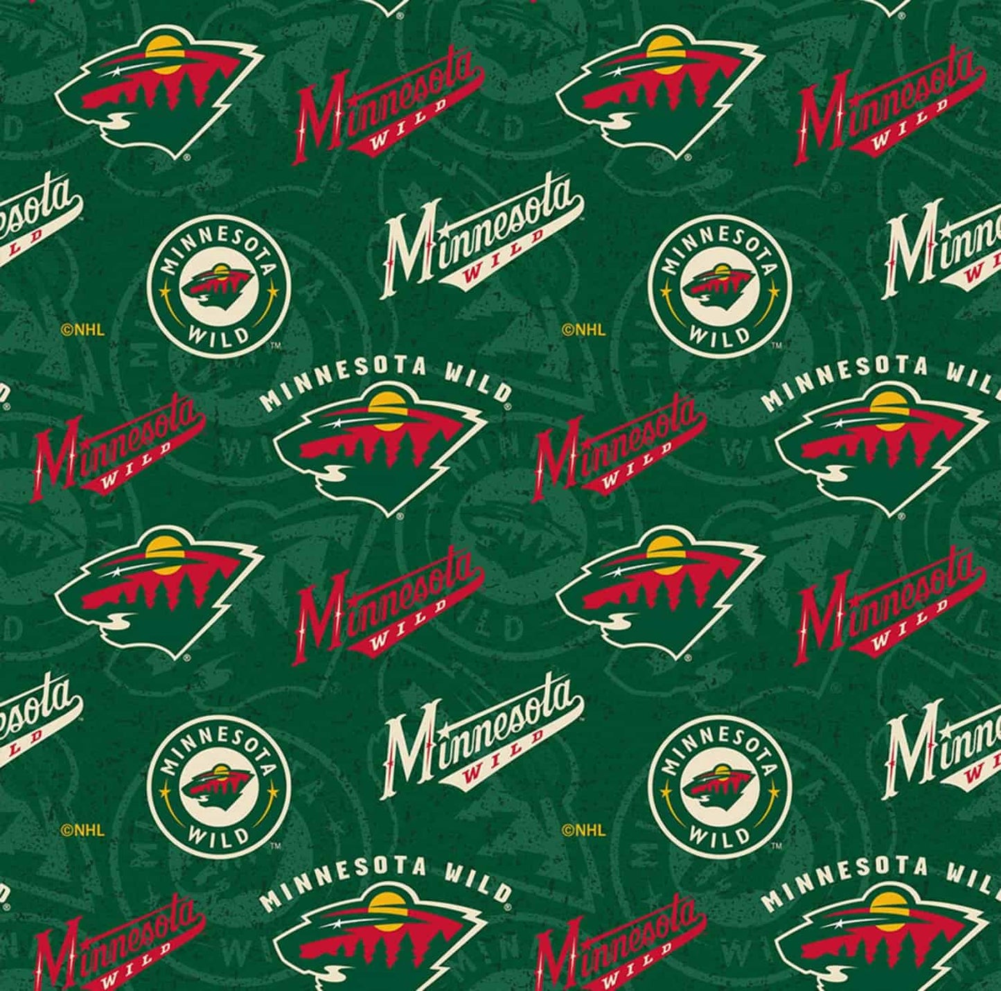 Minnesota Wild NHL Hockey Tone on Tone Design Cotton Fabric NHL-1199-WLD