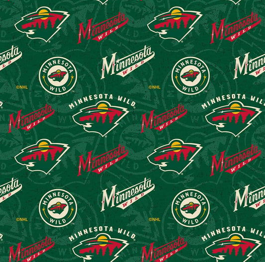 Minnesota Wild NHL Hockey Tone on Tone Design Cotton Fabric NHL-1199-WLD