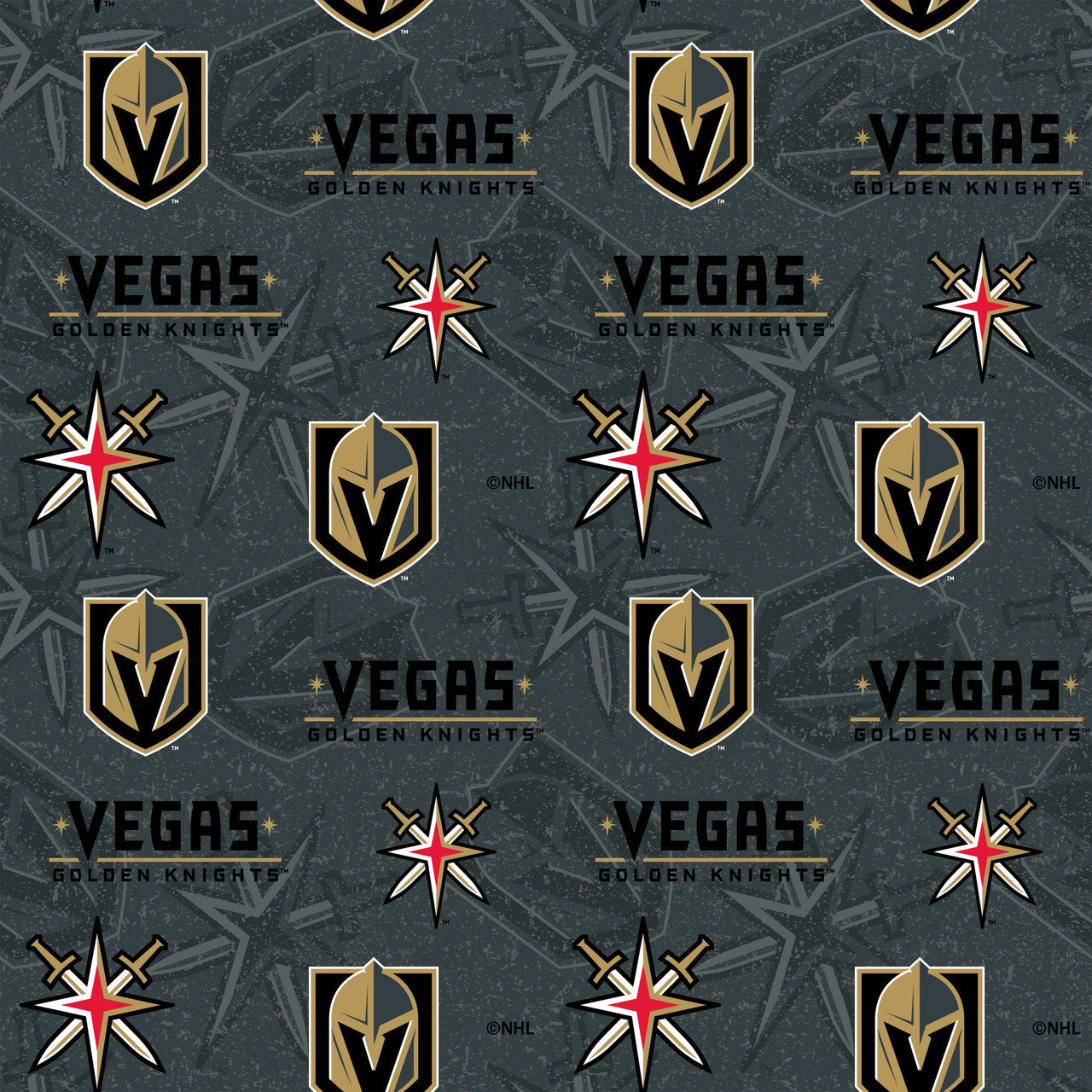 Vegas Golden Knights NHL Hockey Tone on Tone Sykel Enterprises Cotton Fabric NHL-1199-KNI