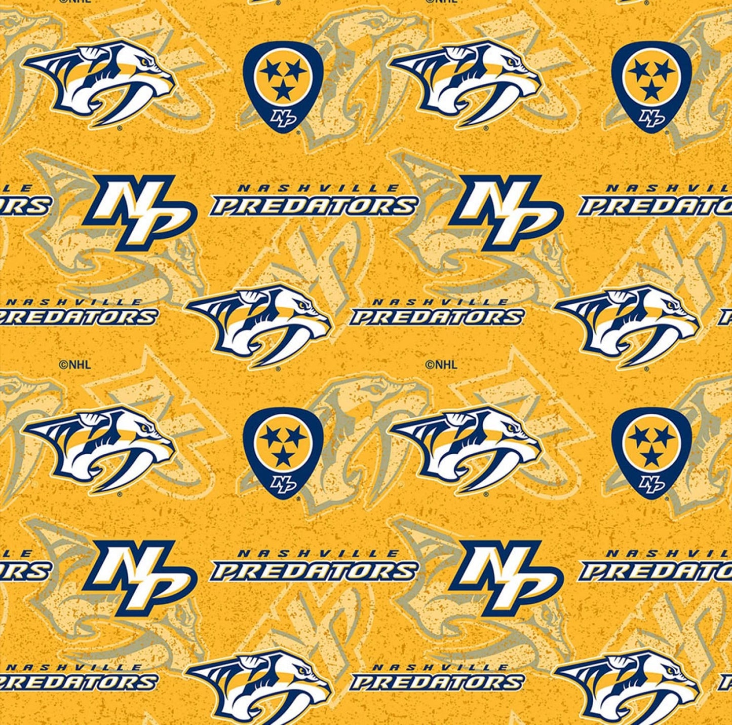 Nashville Predators NHL Hockey Tone on Tone design Cotton Fabric NHL-1199-PRE