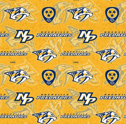 Nashville Predators NHL Hockey Tone on Tone design Cotton Fabric NHL-1199-PRE