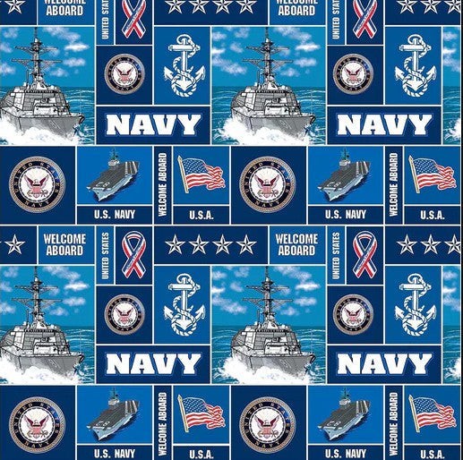Navy Military Geometric FLEECE Sykel Enterprises Polyester FLEECE Fabric SYK-012-N