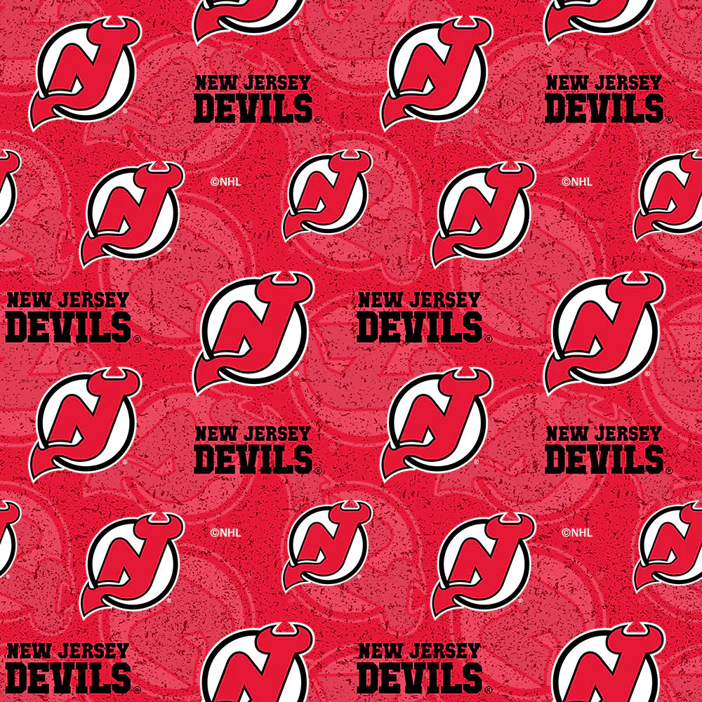 New Jersey Devils NHL Hockey Tone on Tone Design Cotton Fabric NHL-1199-DEV