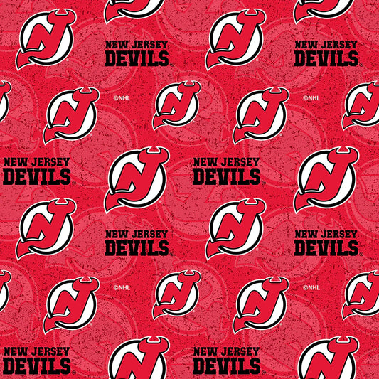 New Jersey Devils NHL Hockey Tone on Tone Design Cotton Fabric NHL-1199-DEV