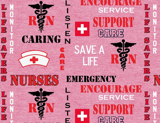 Nurse Heather Print Pink Design Sykel Cotton Fabric 1181-Nurse