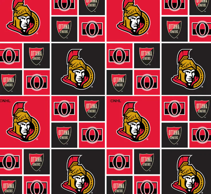 Ottawa Senators NHL Hockey Box Design Cotton Fabric NHL-020-SEN