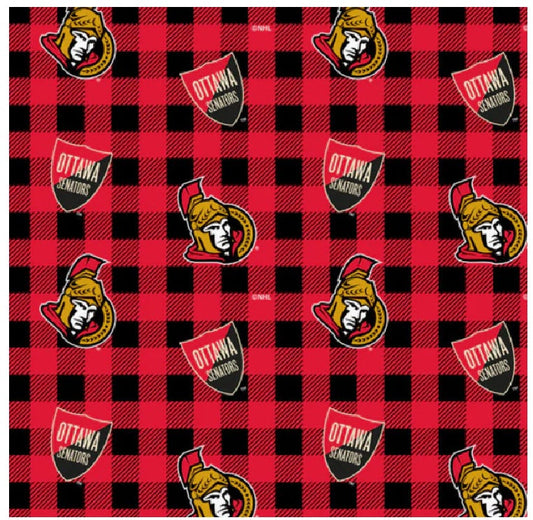 Ottawa Senators NHL Hockey Buffalo Plaid Sykel Enterprises Polyester FLEECE Fabric NHL-1207-SEN
