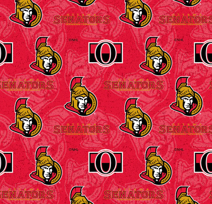Ottawa Senators NHL Hockey Tone on Tone Design Cotton Fabric NHL-1199-SEN