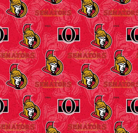 Ottawa Senators NHL Hockey Tone on Tone Design Cotton Fabric NHL-1199-SEN
