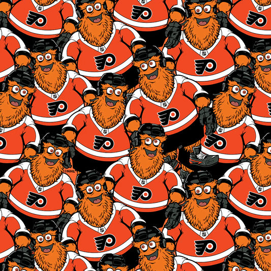 Philadelphia Flyers NHL Hockey Packed Gritty Sykel Enterprises Polyester FLEECE Fabric NHL-1227-FLY
