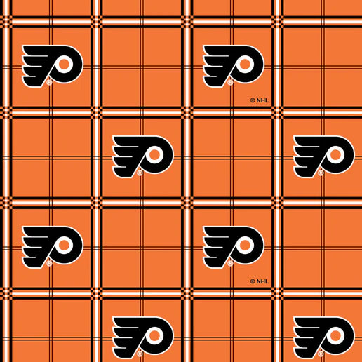 Philadelphia Flyers NHL Hockey Plaid FLANNEL Cotton Fabric  NHL-023-FLY