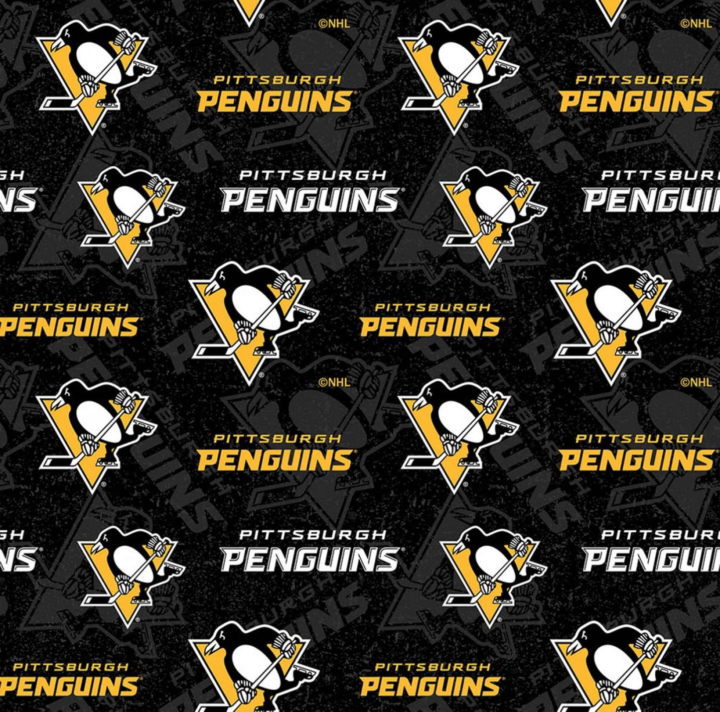 Pittsburgh Penguins NHL Hockey Tone on Tone Design Cotton Fabric NHL-1199-PEN