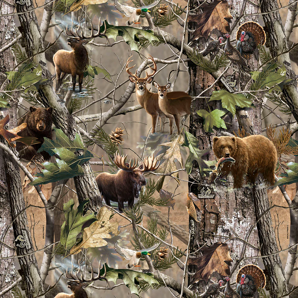 Realtree Animals in Forest Fall Camouflage Hunting Sykel Enterprises Cotton Fabric SYK-9902 | US Fabric Shop
