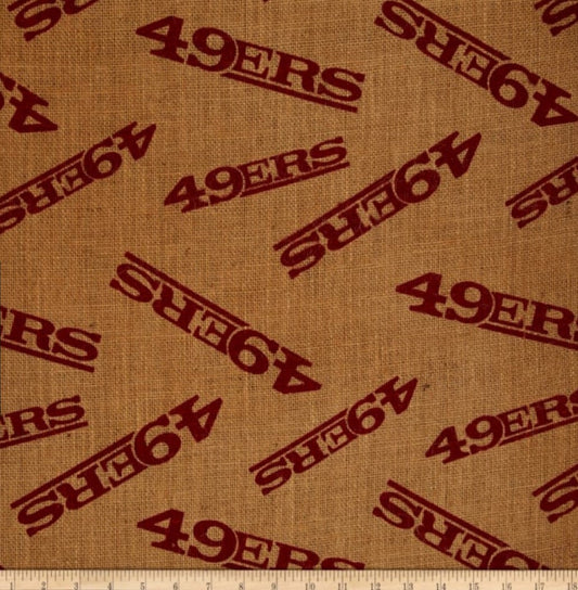 San Francisco 49ers NFL Football Burlap 47" Jute Fabric Traditions Fabric NFL-6498