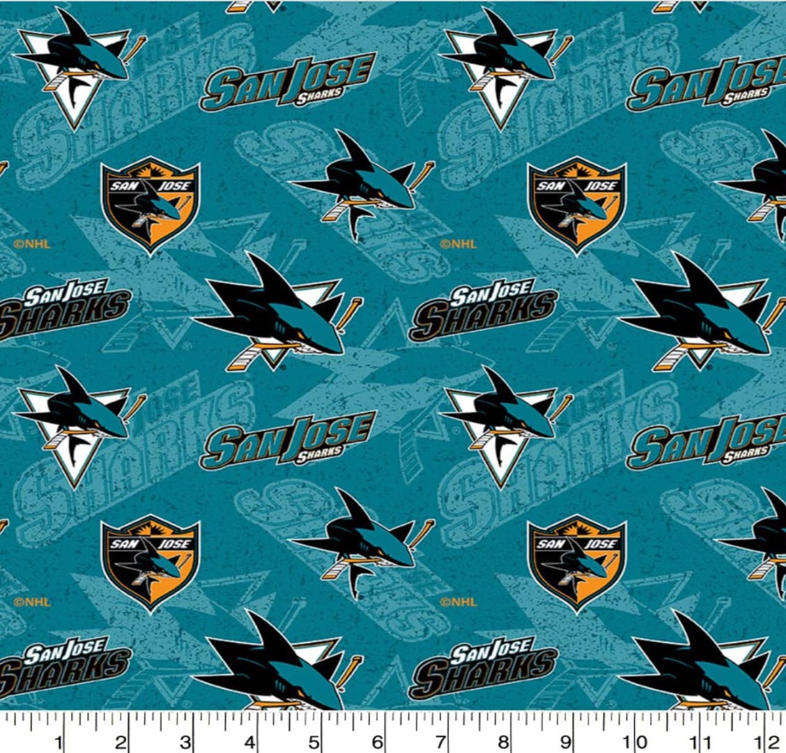San Jose Sharks NHL Hockey Tone on Tone design Cotton Fabric NHL-1199-SJS
