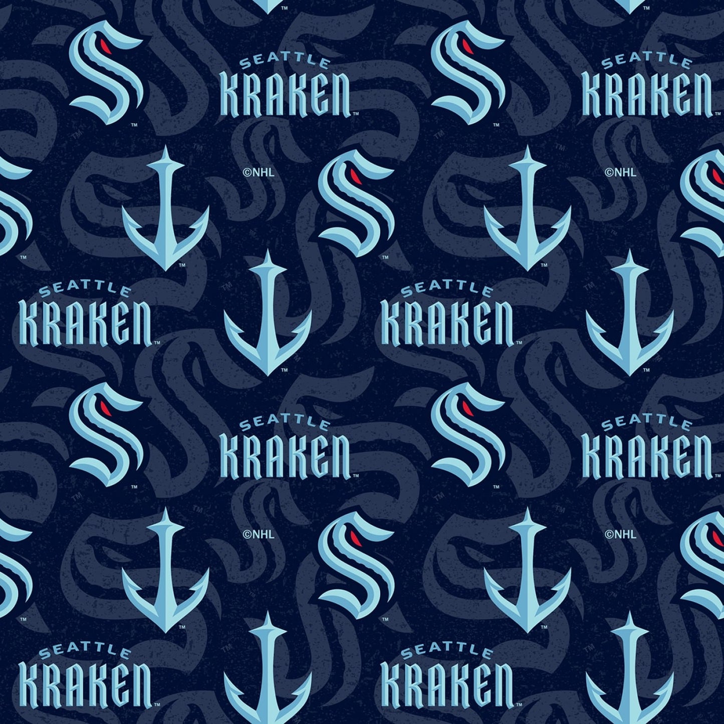 Seattle Kraken NHL Hockey Tone on Tone Sykel Cotton Fabric NHL-1199 KRA