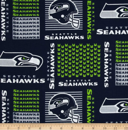 Seattle Seahawks NFL Football Block 58" Fabric Traditions Cotton Fabric NFL-6470D