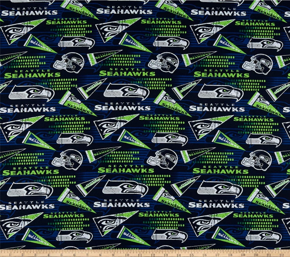 Seattle Seahawks NFL Football Retro 58" Fabric Traditions Cotton Fabric NFL-14449D