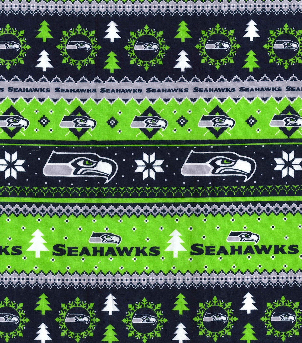 Seattle Seahawks NFL Football Winter Stripe Fabric Traditions FLANNEL Fabric NFL-70095D