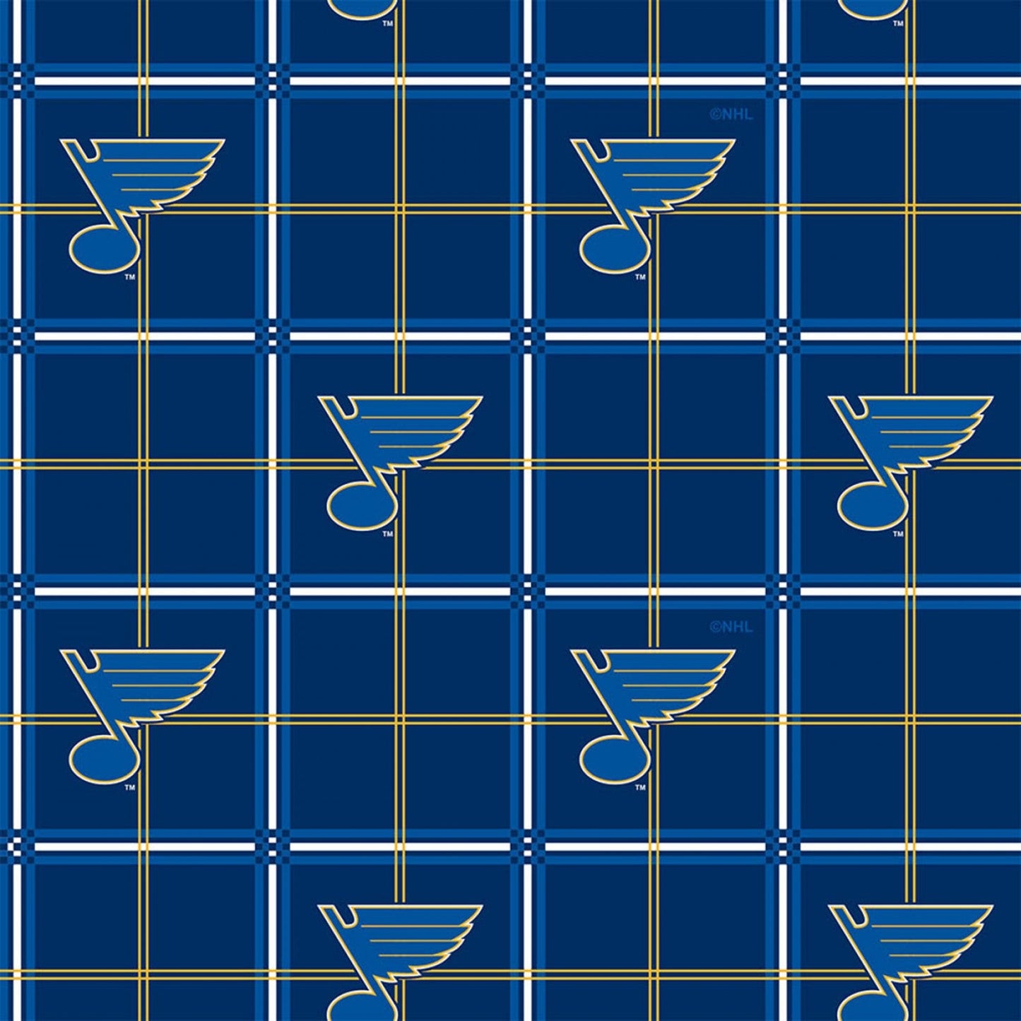 St Louis Blues NHL Hockey Plaid FLANNEL Cotton Fabric NHL-023 SLB