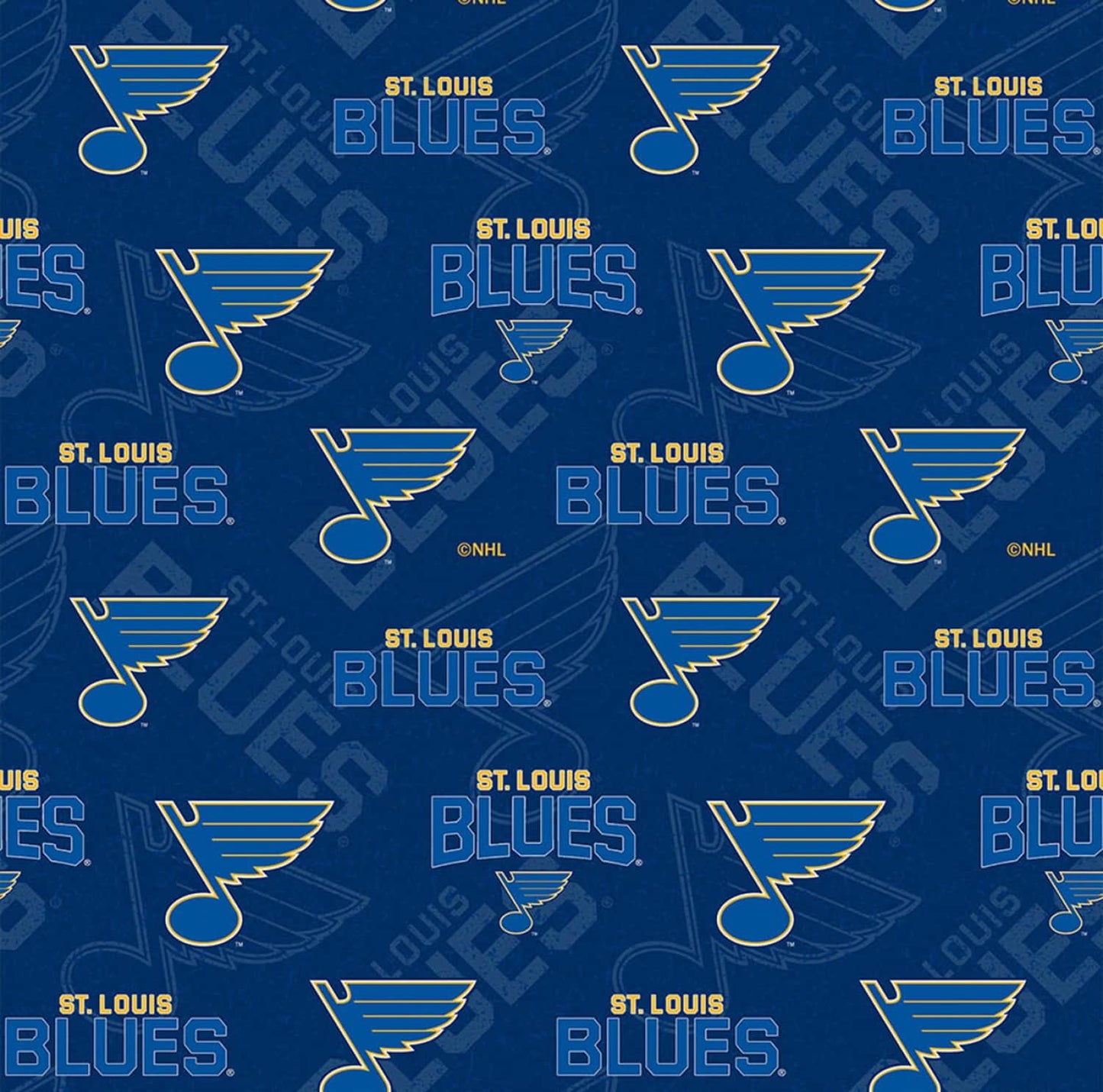 St Louis Blues NHL Hockey Tone on Tone Design Cotton Fabric NHL-1199-SLB