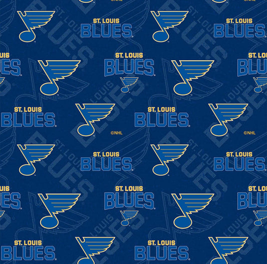 St Louis Blues NHL Hockey Tone on Tone Design Cotton Fabric NHL-1199-SLB