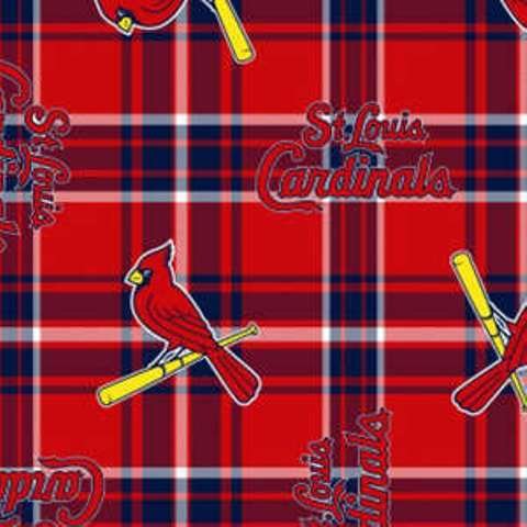 St Louis Cardinals MLB Baseball Plaid Fabric Traditions 58-60 inches wide Polyester FLEECE Fabric MLB-6614-B