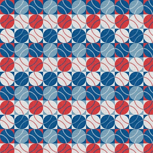 The Final Inning Los Angeles LA Blocks Baseball Red Blue Paintbrush Studio Cotton Fabric PBS-120-26596
