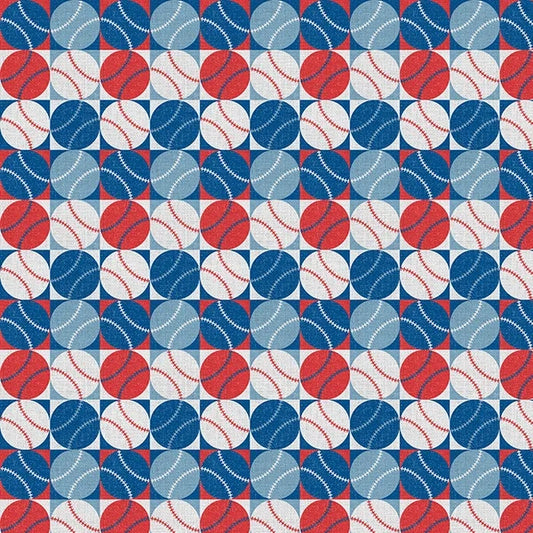 The Final Inning Los Angeles LA Blocks Baseball Red Blue Paintbrush Studio Cotton Fabric PBS-120-26596