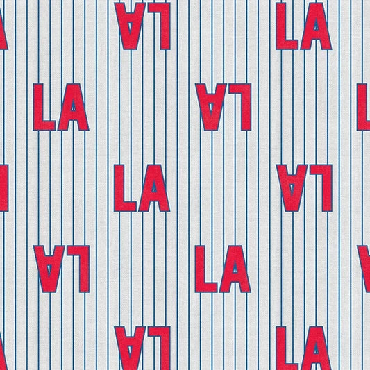 The Final Inning Los Angeles LA Baseball Jersey Stripe Red Blue Paintbrush Studio Cotton Fabric PBS-120-26599