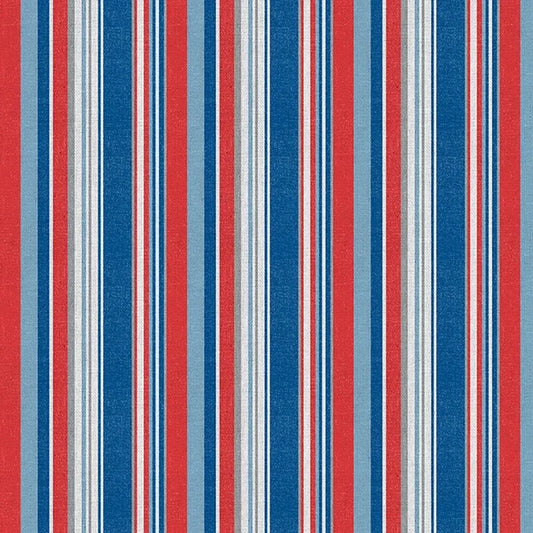 The Final Inning Los Angeles LA Baseball Spirit Stripe Red Blue Paintbrush Studio Cotton Fabric PBS-120-26604