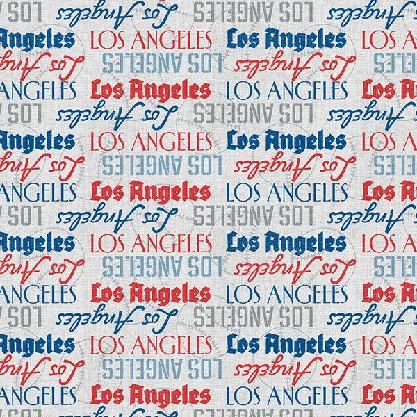 The Final Inning Los Angeles LA Baseball Text Words Stripe Red Blue Paintbrush Studio Cotton Fabric PBS-120-26591