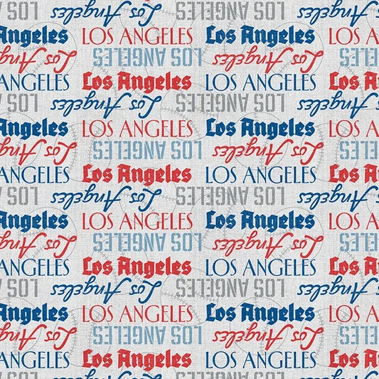 The Final Inning Los Angeles LA Baseball Text Words Stripe Red Blue Paintbrush Studio Cotton Fabric PBS-120-26591