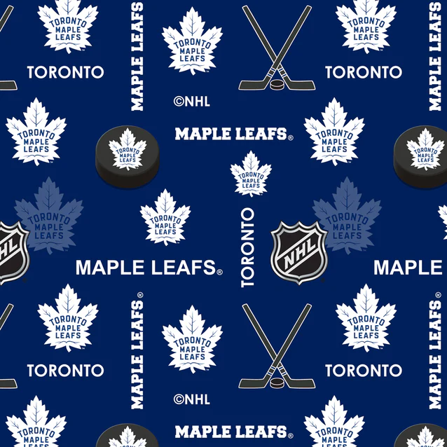Toronto Maple Leafs NHL Hockey Allover Sykel Enterprises Polyester Fleece Fabric NHL-1385-MAP