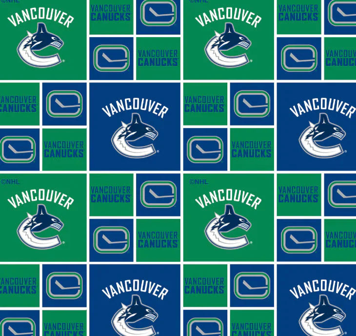 Vancouver Canucks NHL Hockey Box Design Cotton Fabric NHL-020-VAN