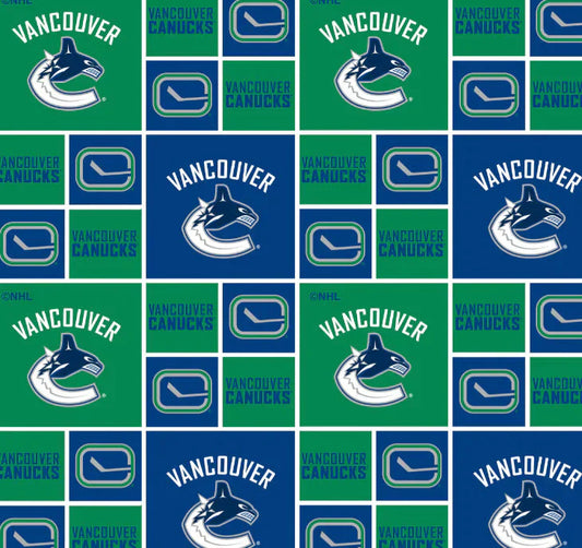 Vancouver Canucks NHL Hockey Box Design Cotton Fabric NHL-020-VAN