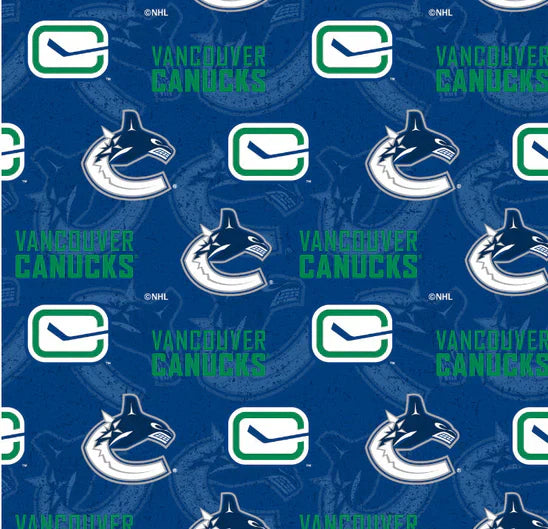 Vancouver Canucks NHL Hockey Tone on Tone Design Cotton Fabric NHL-1199-VAN