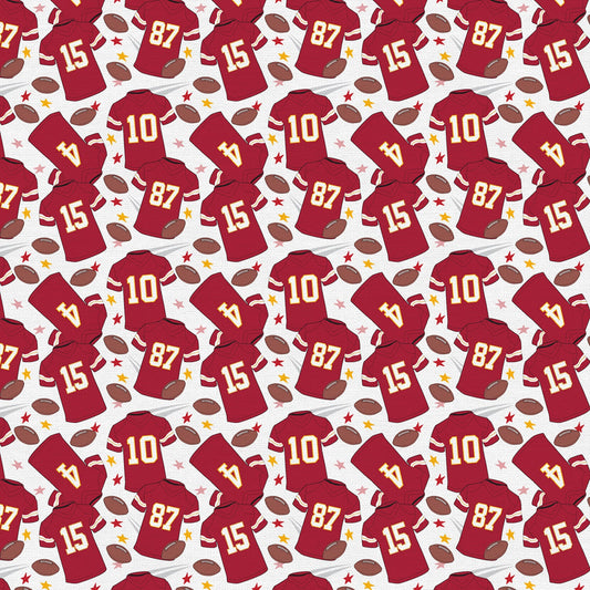 What a Catch Kansas City Chiefs Team Football Jerseys White PBS Collection PaintBrush Studio Cotton Fabric PBS-120-24870