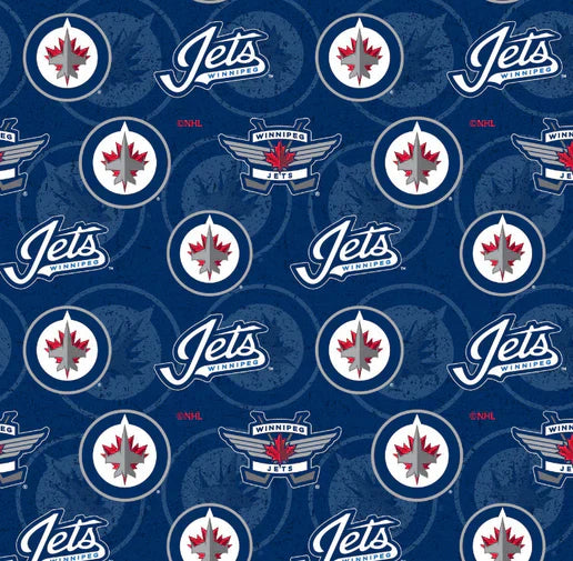 Winnipeg Jets NHL Hockey Tone on Tone Design Cotton Fabric NHL-1199-JET